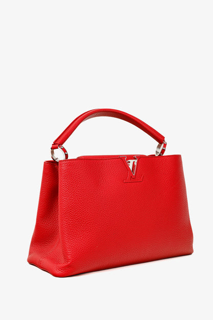 Louis Vuitton Capucines MM Rubis Taurillon Leather Satchel