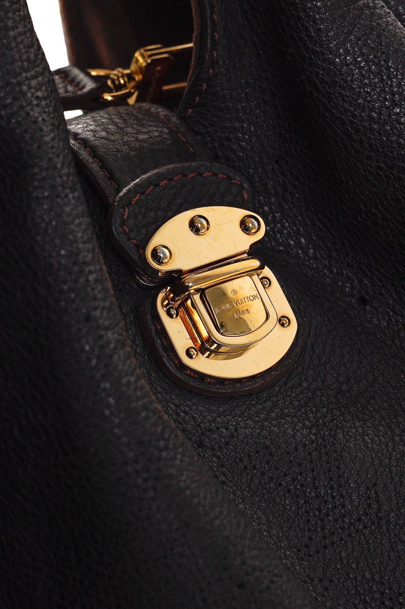 Louis Vuitton Mahina L Black Perforated Monogram Leather Hobo