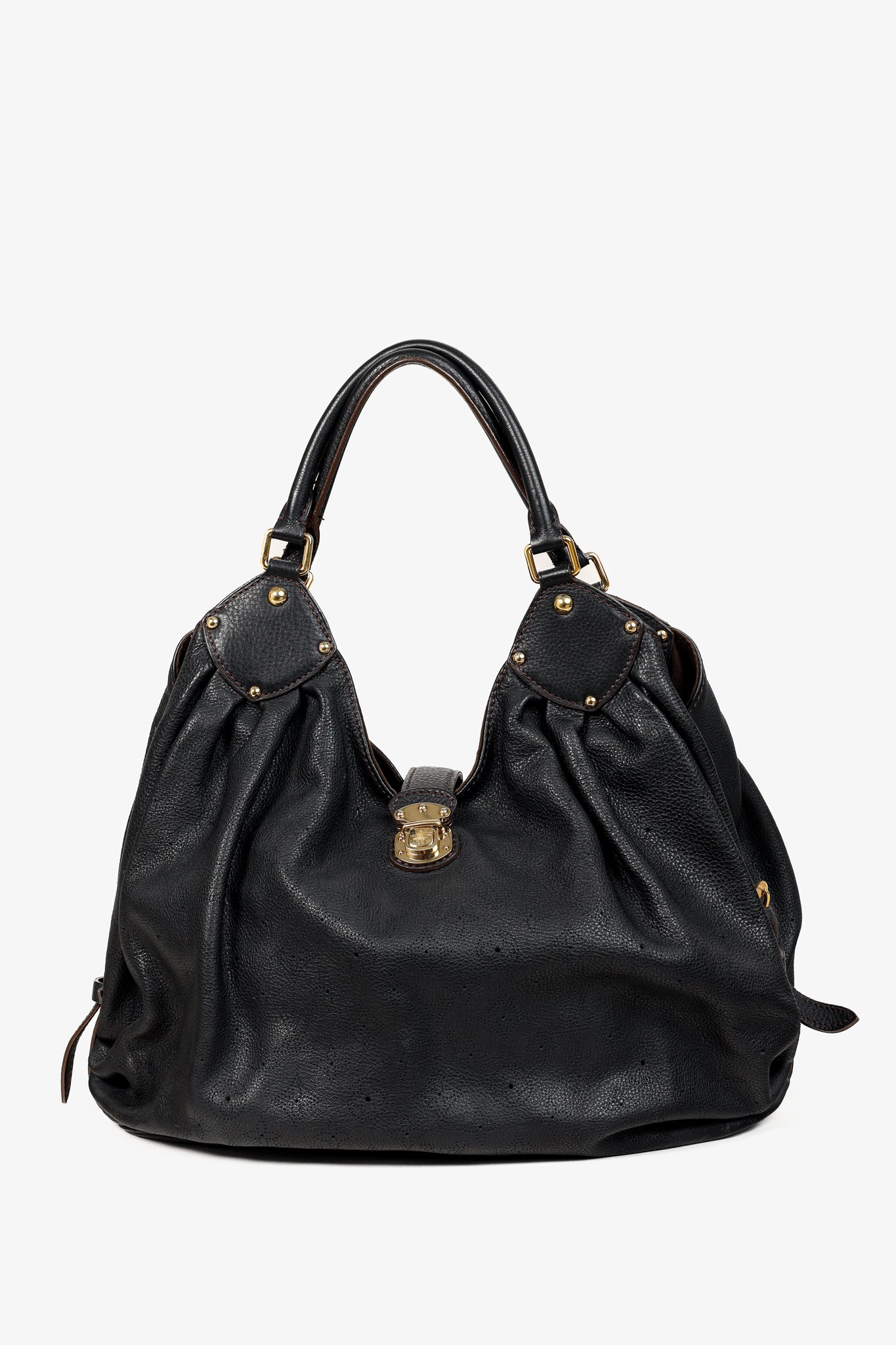Louis Vuitton Mahina L Black Perforated Monogram Leather Hobo