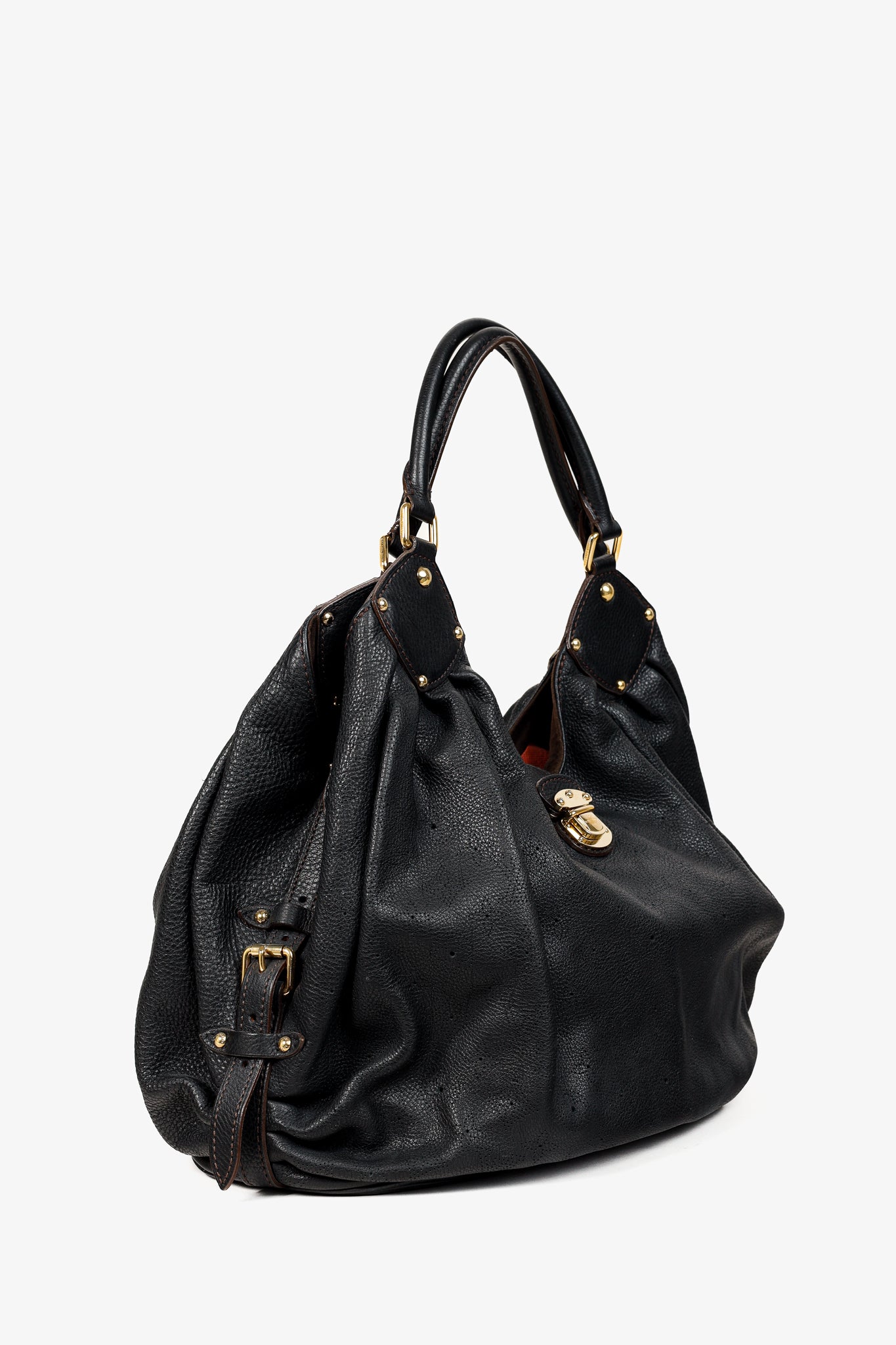 Louis Vuitton Mahina L Black Perforated Monogram Leather Hobo