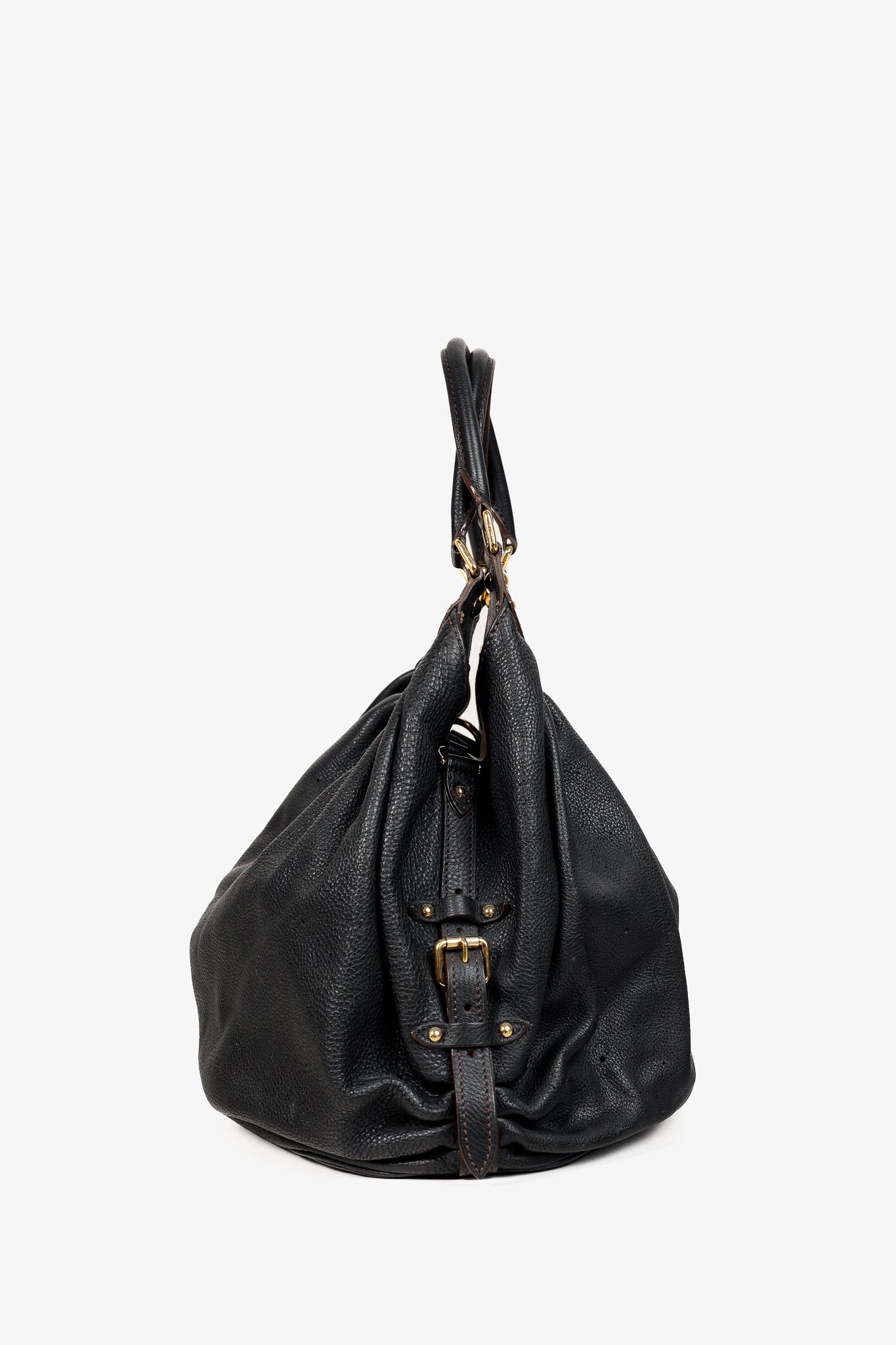 Louis Vuitton Mahina L Black Perforated Monogram Leather Hobo