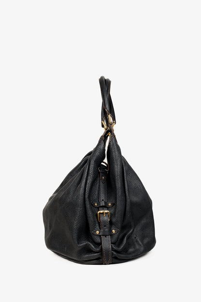 Louis Vuitton Mahina L Black Perforated Monogram Leather Hobo