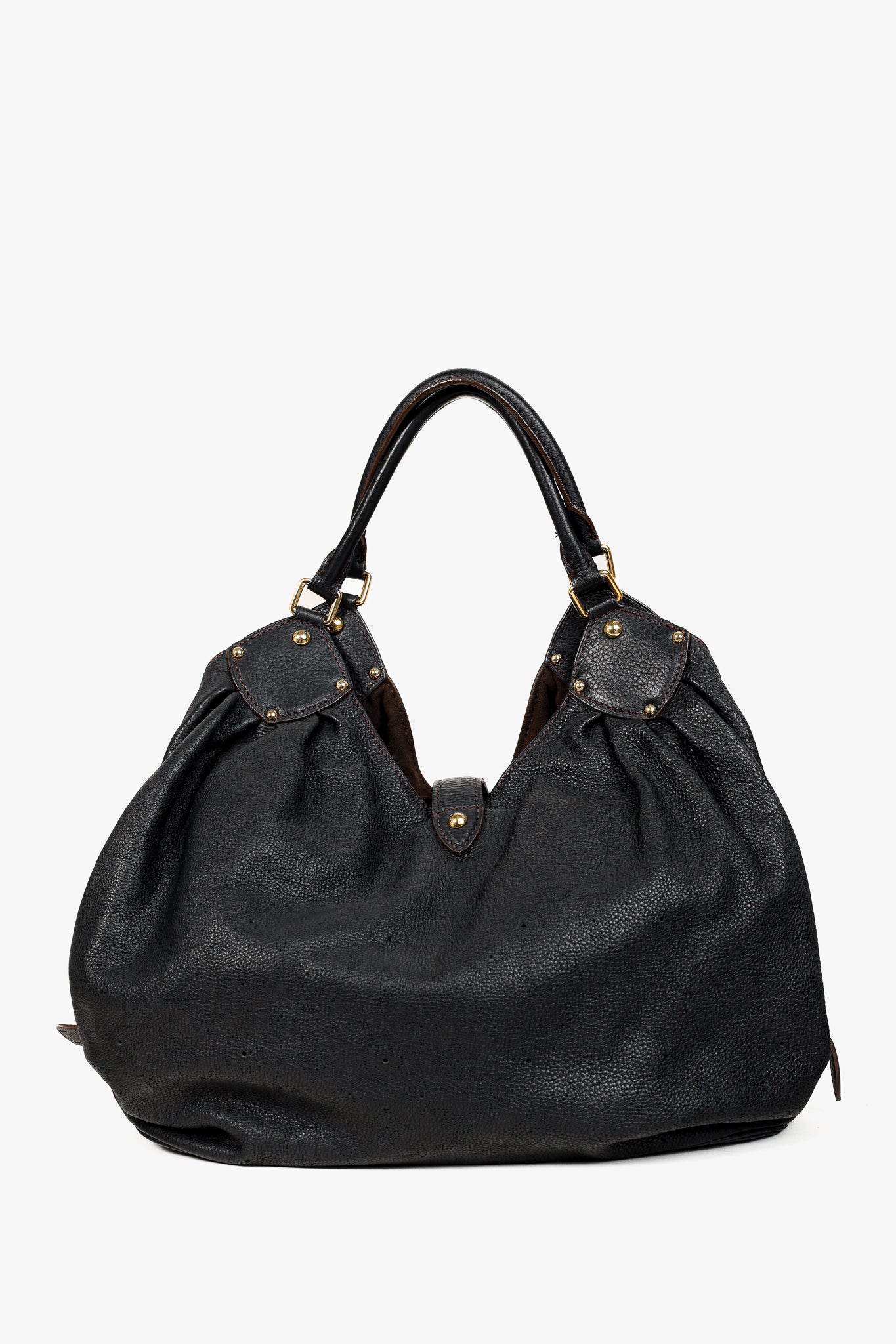 Louis Vuitton Mahina L Black Perforated Monogram Leather Hobo