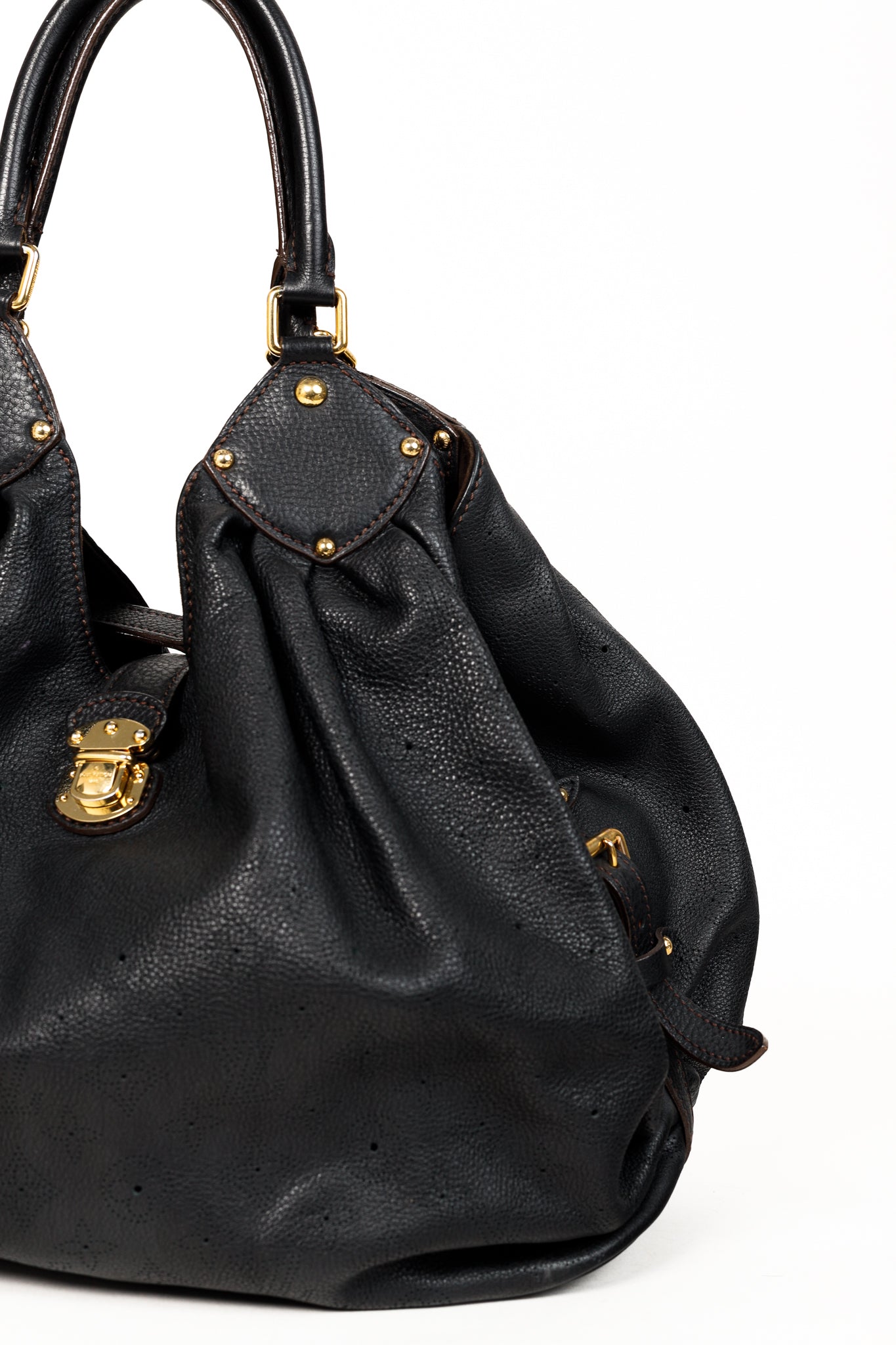 Louis Vuitton Mahina L Black Perforated Monogram Leather Hobo