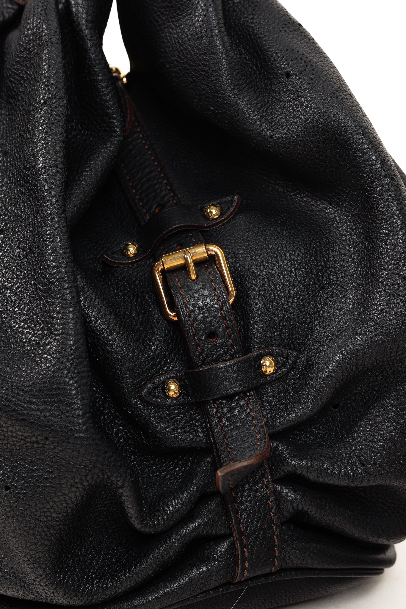 Louis Vuitton Mahina L Black Perforated Monogram Leather Hobo