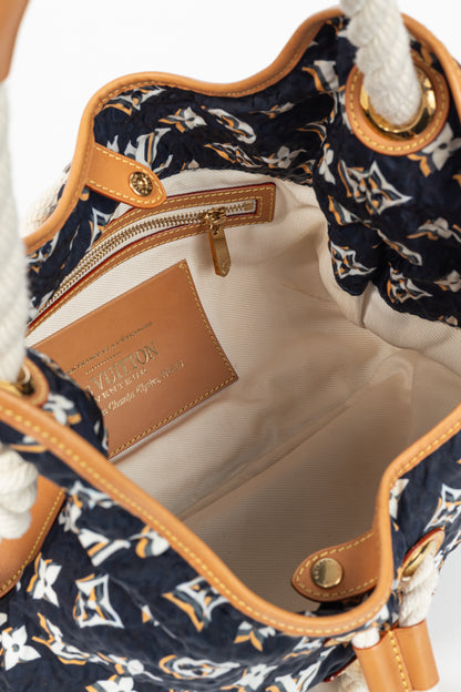 Louis Vuitton Cruise 2010 Bulles MM Navy Nylon Monogram Rope-Tassel Hobo Bag