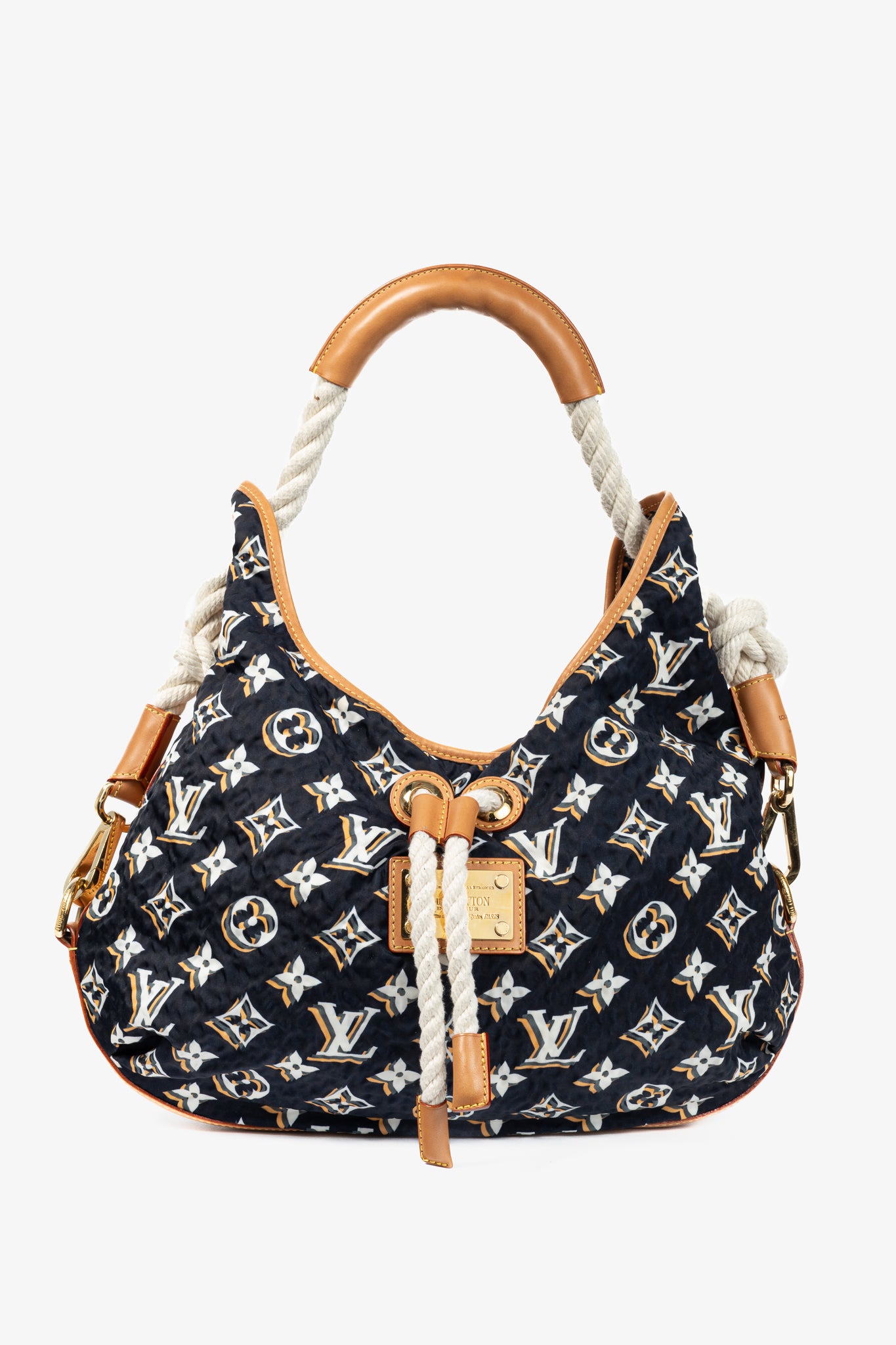Louis Vuitton Cruise 2010 Bulles MM Navy Nylon Monogram Rope-Tassel Hobo Bag