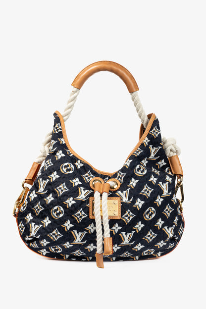 Louis Vuitton Cruise 2010 Bulles MM Navy Nylon Monogram Rope-Tassel Hobo Bag