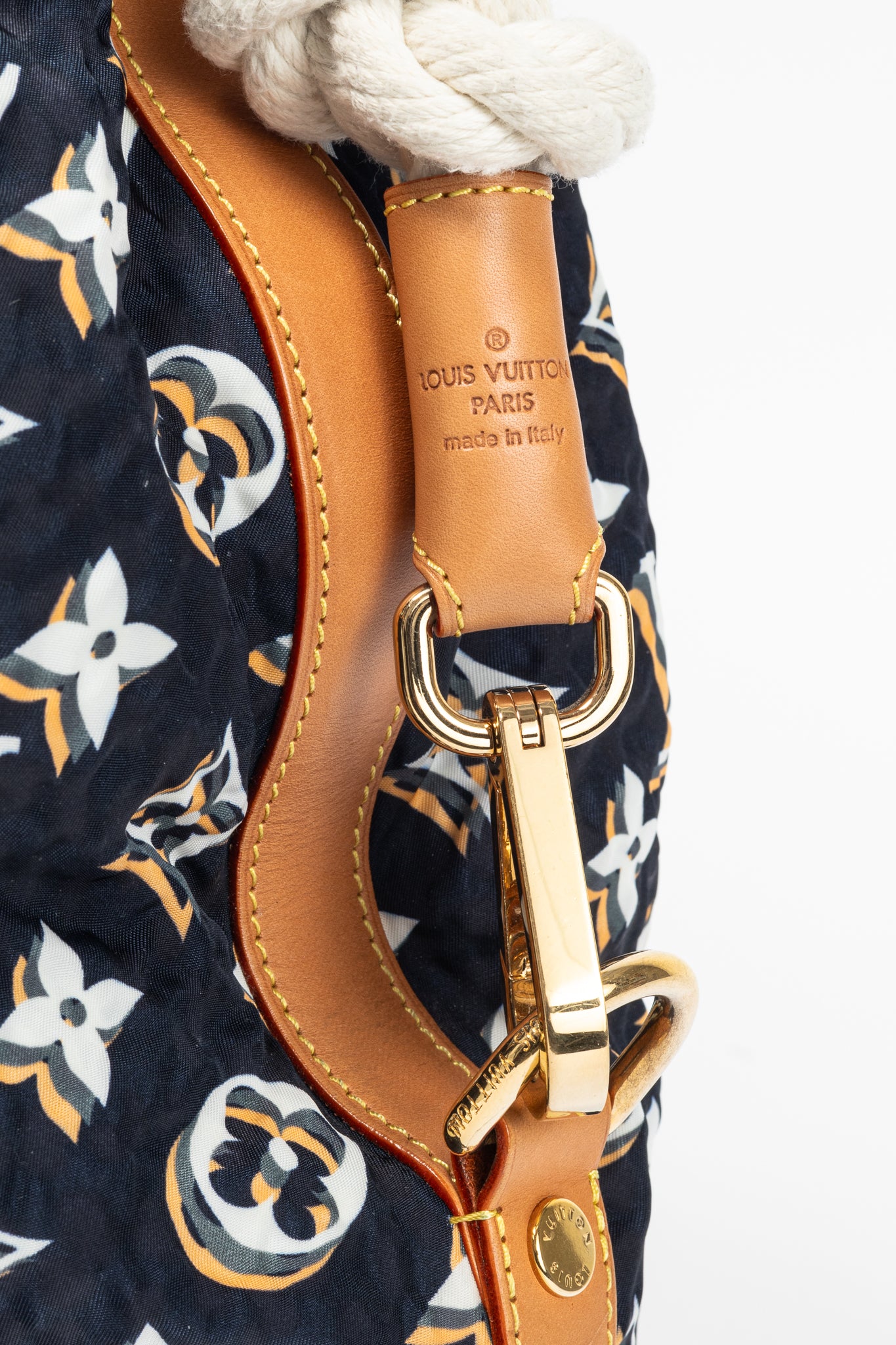 Louis Vuitton Cruise 2010 Bulles MM Navy Nylon Monogram Rope-Tassel Hobo Bag
