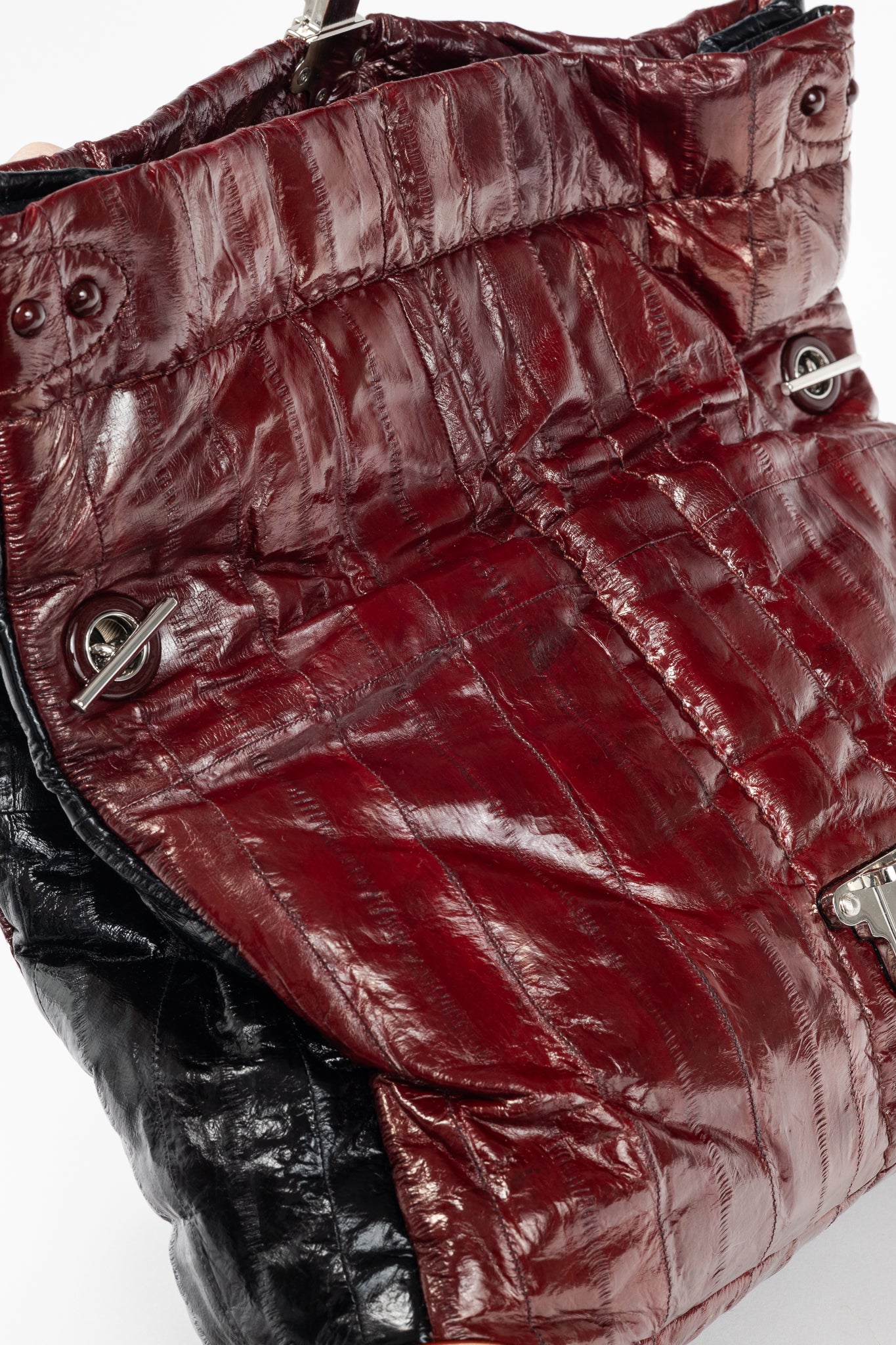 Louis Vuitton SS/15 Runway Cloud Clutch GM Burgundy Eelskin Foldover Bag