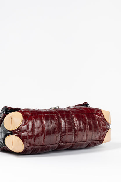 Louis Vuitton SS/15 Runway Cloud Clutch GM Burgundy Eelskin Foldover Bag