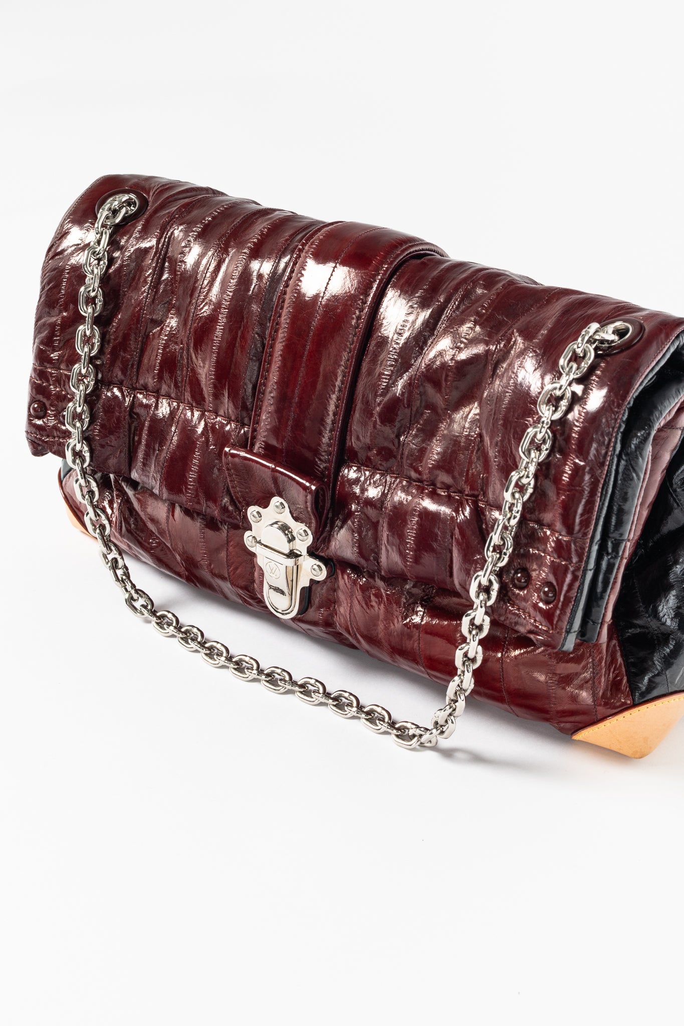 Louis Vuitton SS/15 Runway Cloud Clutch GM Burgundy Eelskin Foldover Bag