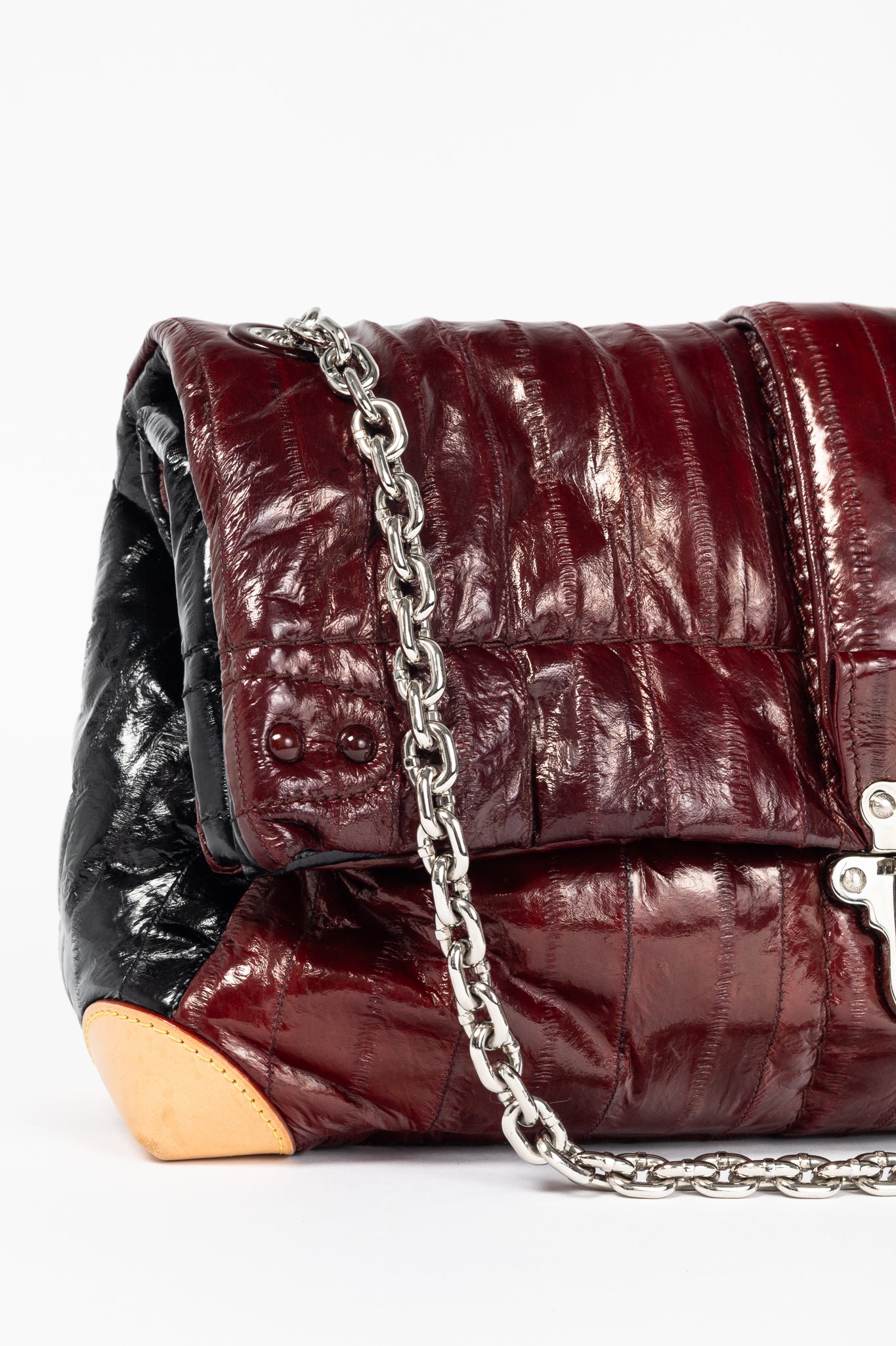 Louis Vuitton SS/15 Runway Cloud Clutch GM Burgundy Eelskin Foldover Bag