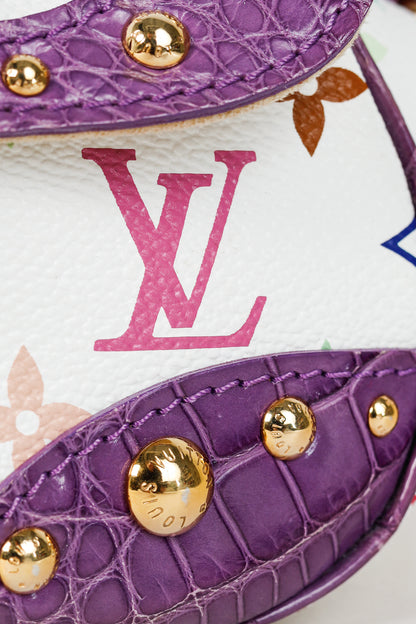 Louis Vuitton x Takashi Murakami Marilyn White Multicolore Purple Crocodile Bag
