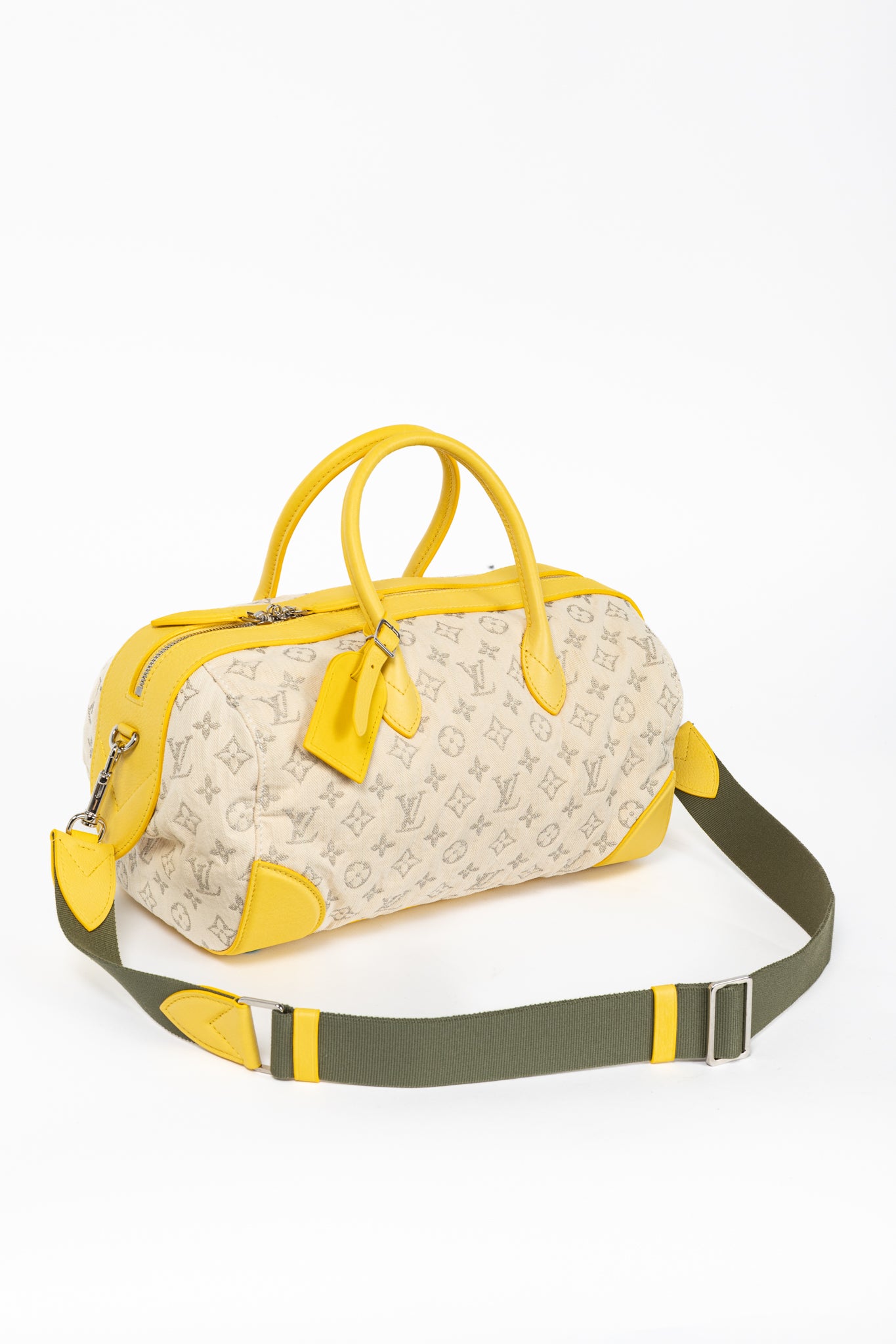 Louis Vuitton SS/12 Squat MM Denim Jaune Handbag