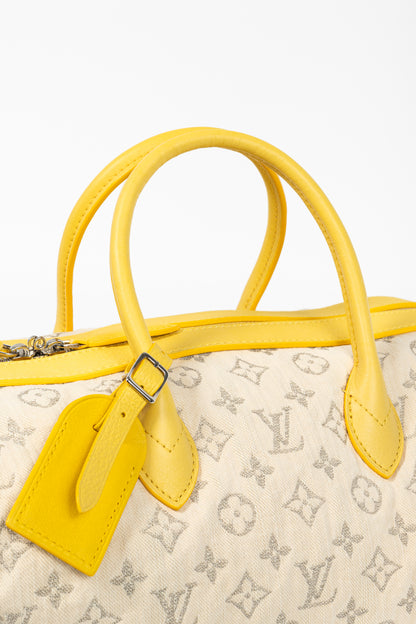 Louis Vuitton SS/12 Squat MM Denim Jaune Handbag