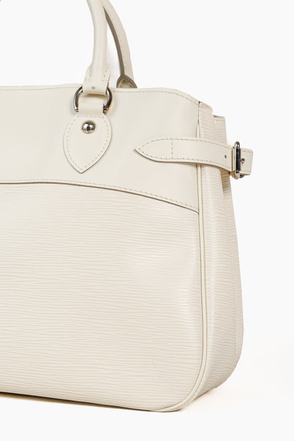 Louis Vuitton Passy PM White Epi Leather Tote Bag