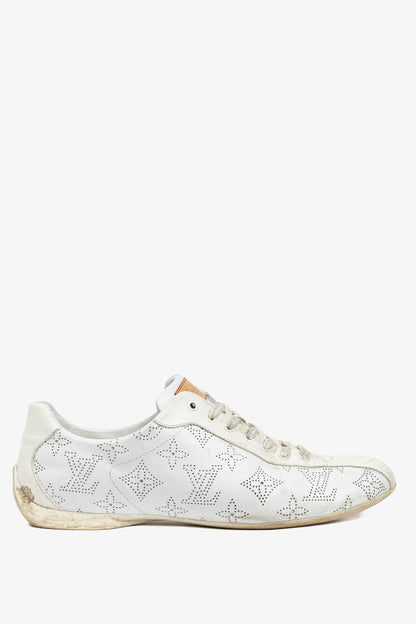Louis Vuitton White Mahina Perforated Monogram Leather Lace-Up Sneakers