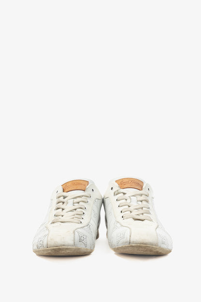 Louis Vuitton White Mahina Perforated Monogram Leather Lace-Up Sneakers