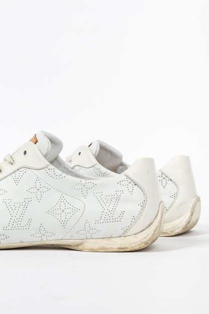 Louis Vuitton White Mahina Perforated Monogram Leather Lace-Up Sneakers