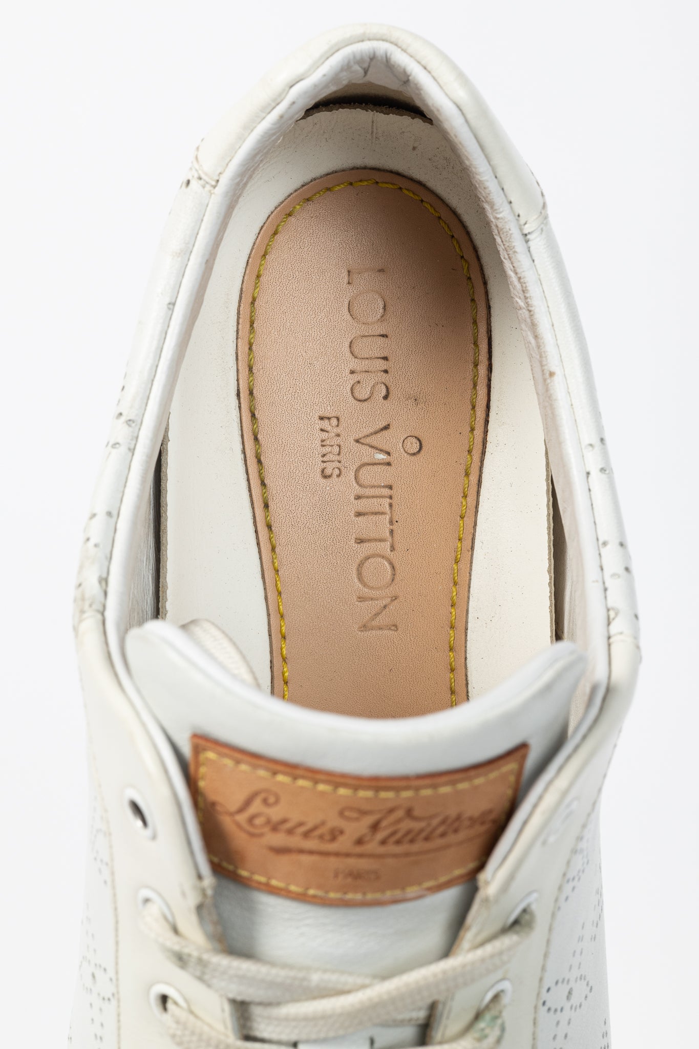 Louis Vuitton White Mahina Perforated Monogram Leather Lace-Up Sneakers
