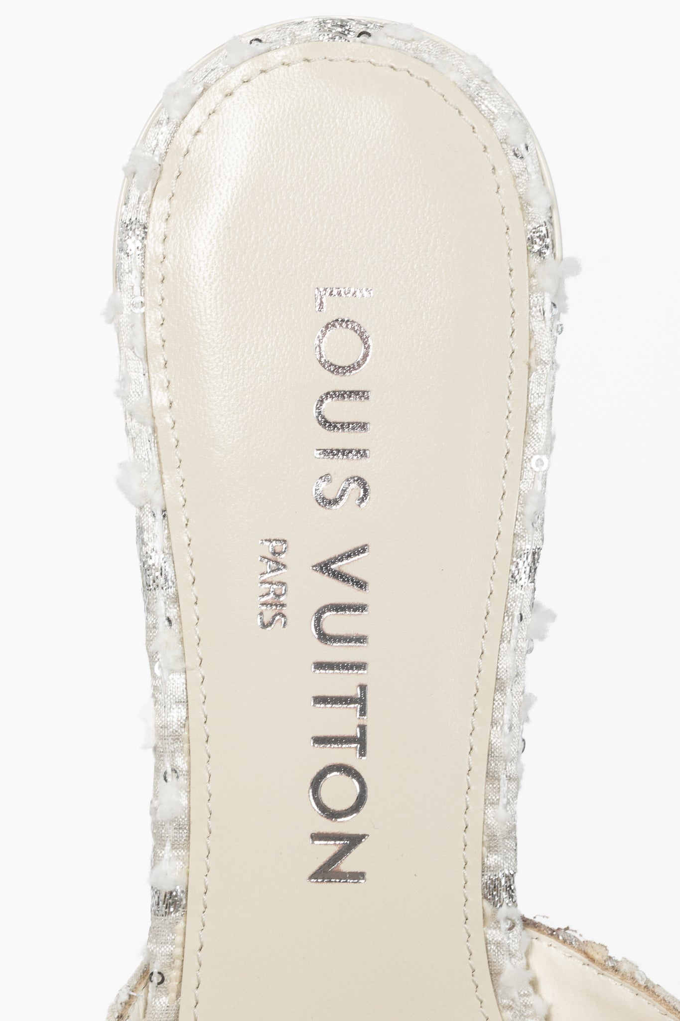 Louis Vuitton 6AM Blanc Monogram Tweed Mule Sandals