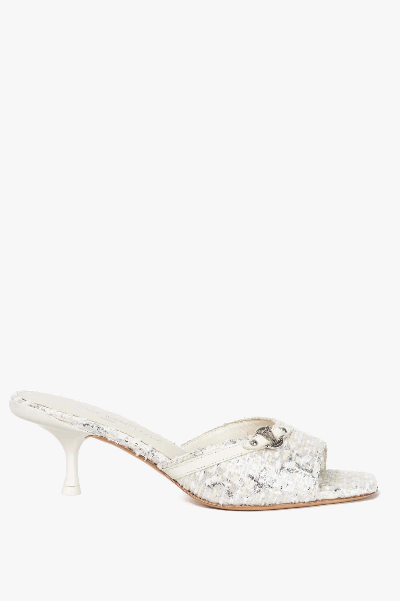 Louis Vuitton 6AM Blanc Monogram Tweed Mule Sandals