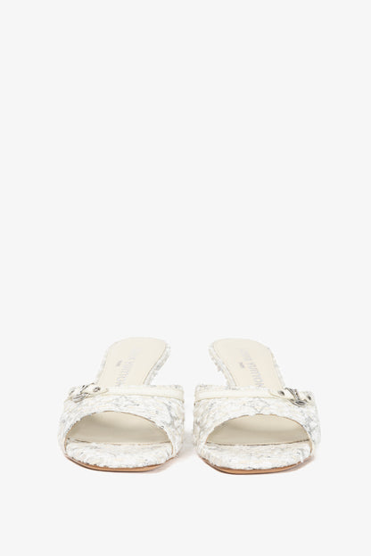 Louis Vuitton 6AM Blanc Monogram Tweed Mule Sandals