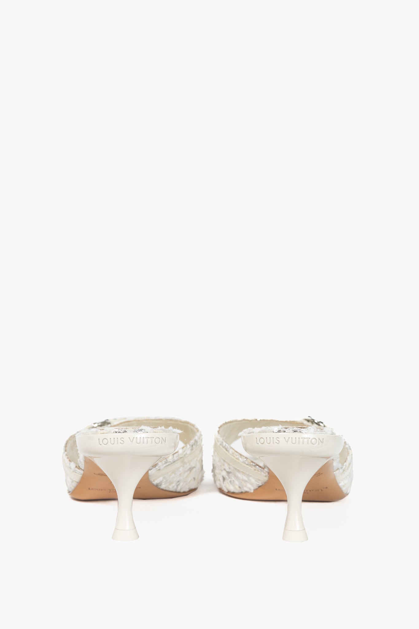 Louis Vuitton 6AM Blanc Monogram Tweed Mule Sandals