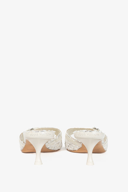 Louis Vuitton 6AM Blanc Monogram Tweed Mule Sandals
