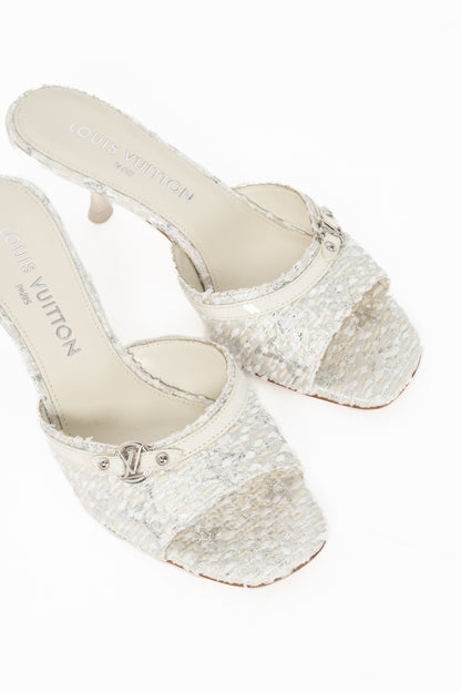 Louis Vuitton 6AM Blanc Monogram Tweed Mule Sandals
