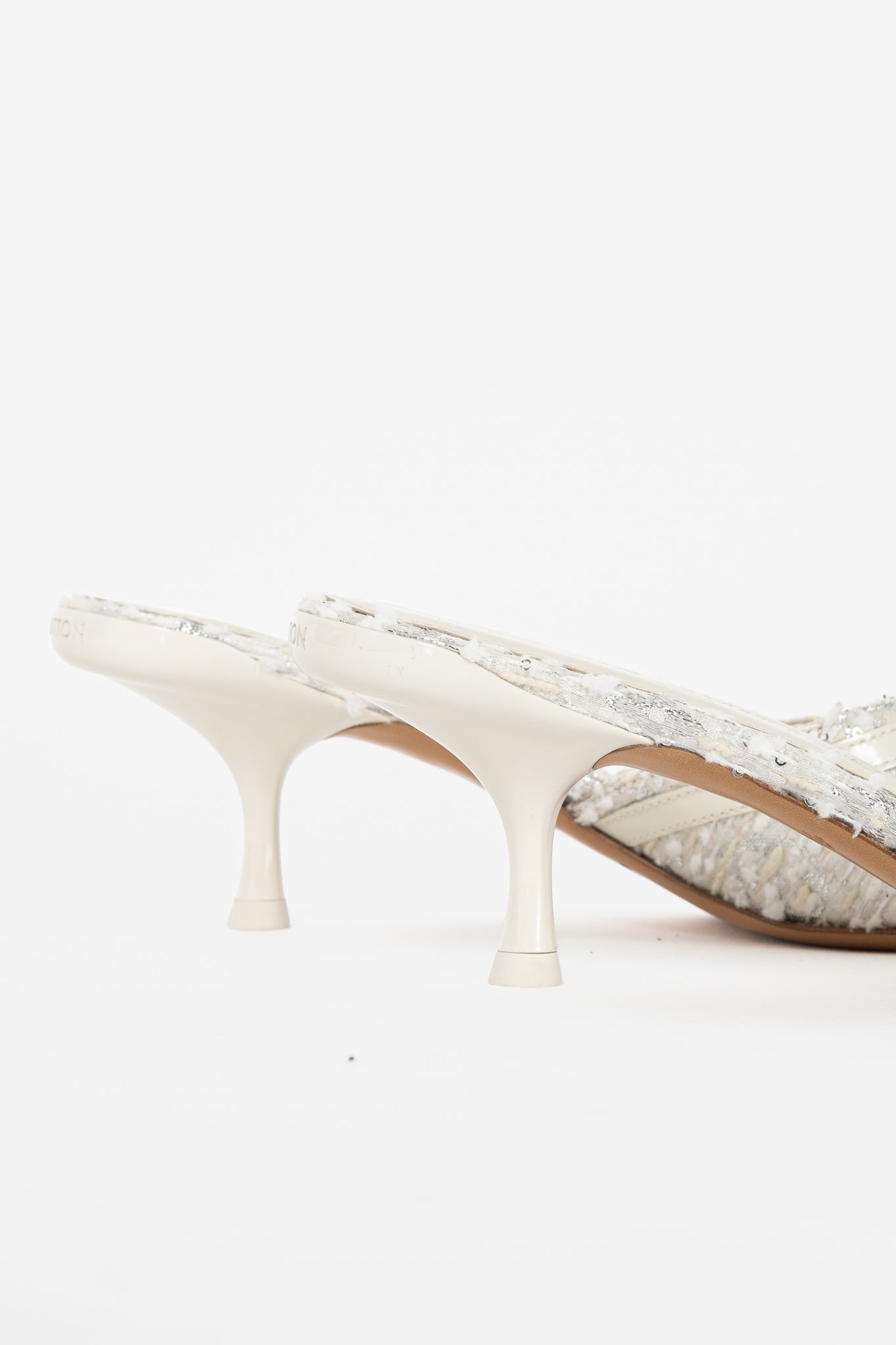 Louis Vuitton 6AM Blanc Monogram Tweed Mule Sandals