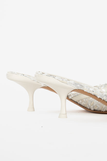 Louis Vuitton 6AM Blanc Monogram Tweed Mule Sandals