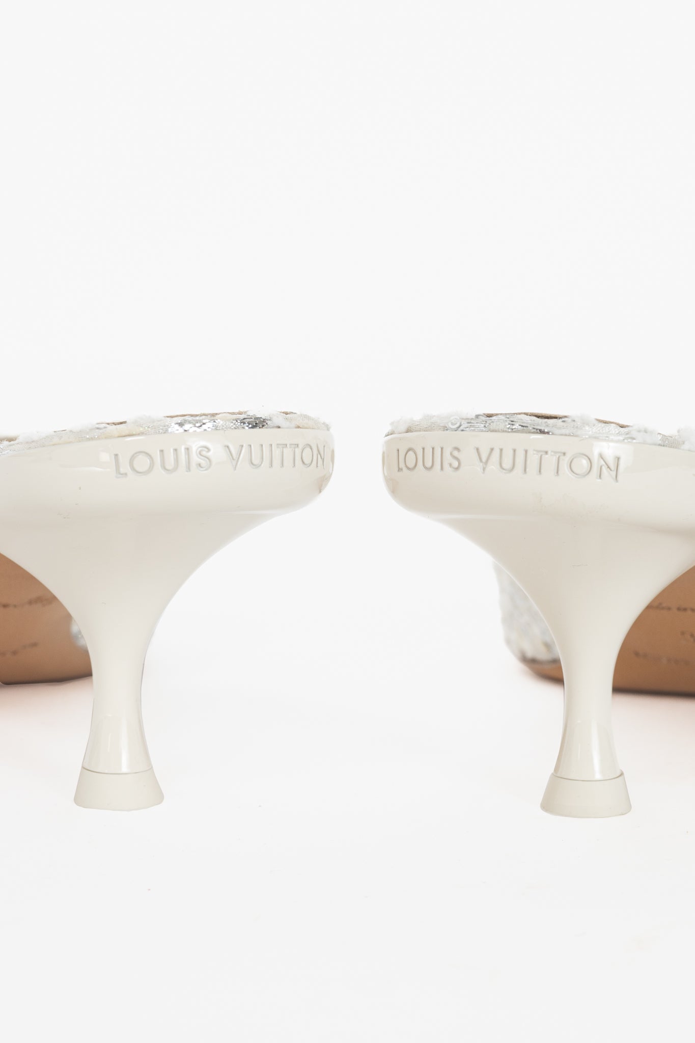 Louis Vuitton 6AM Blanc Monogram Tweed Mule Sandals