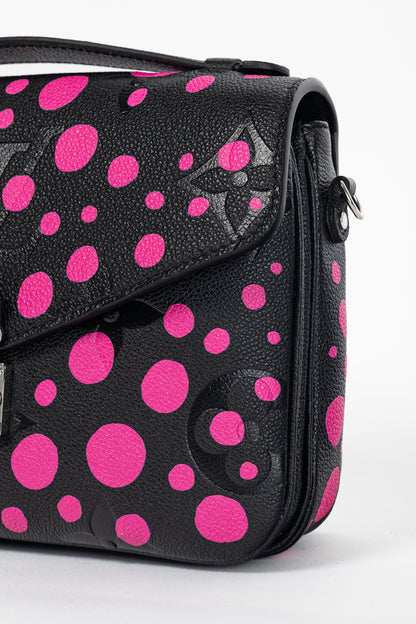 Louis Vuitton x Yayoi Kusama Pochette Metis MM Black & Fuchsia Infinity Dots Monogram Empreinte Satchel