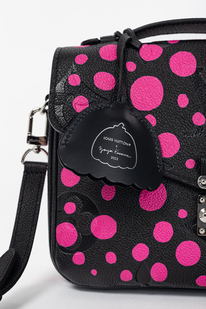 Louis Vuitton x Yayoi Kusama Pochette Metis MM Black & Fuchsia Infinity Dots Monogram Empreinte Satchel