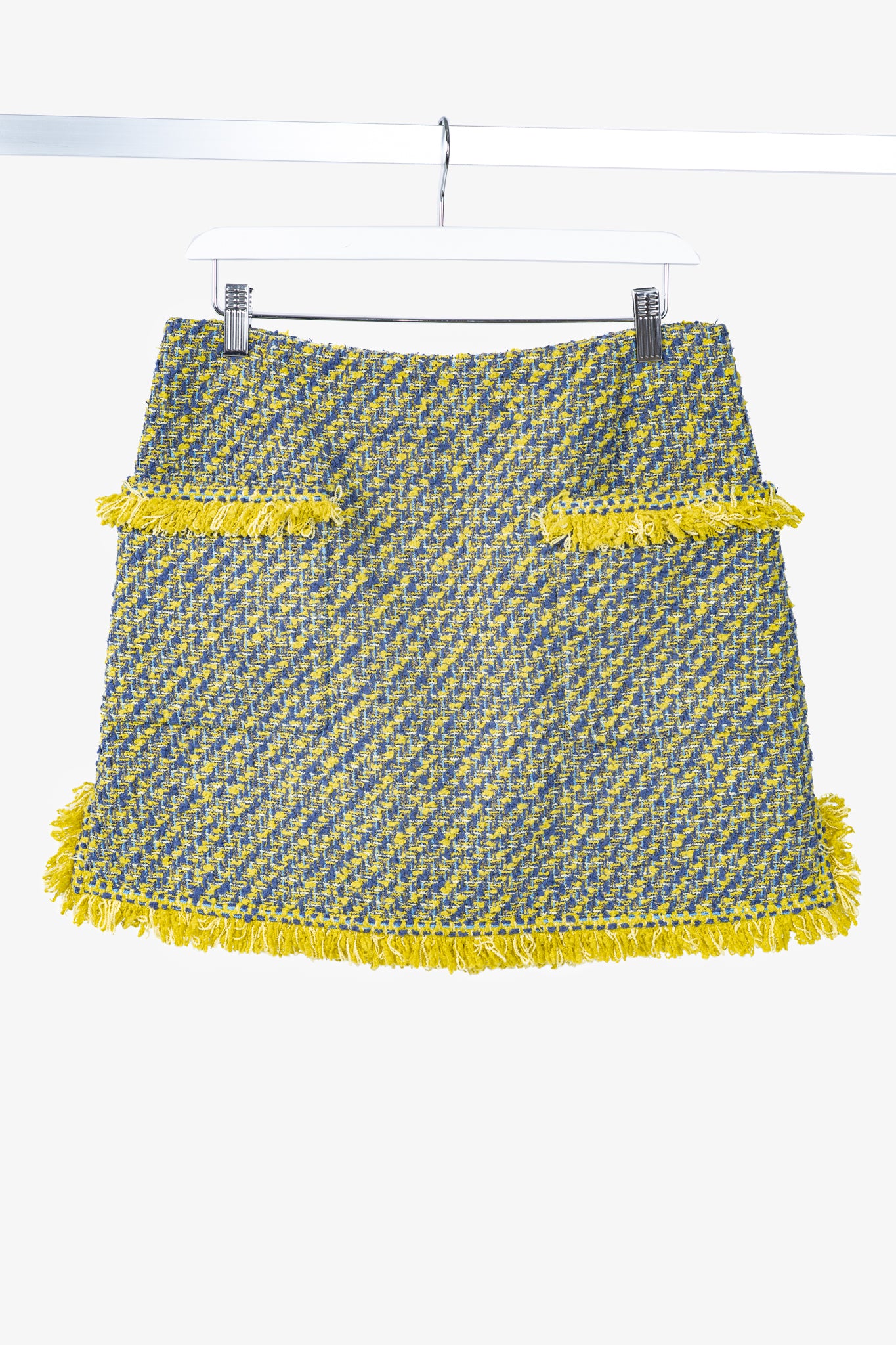 Louis Vuitton Resort 2014 Yellow & Blue Cotton-Tweed Mini Skirt