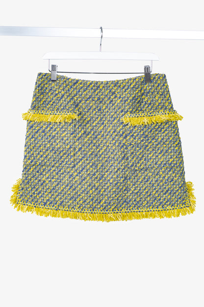 Louis Vuitton Resort 2014 Yellow & Blue Cotton-Tweed Mini Skirt