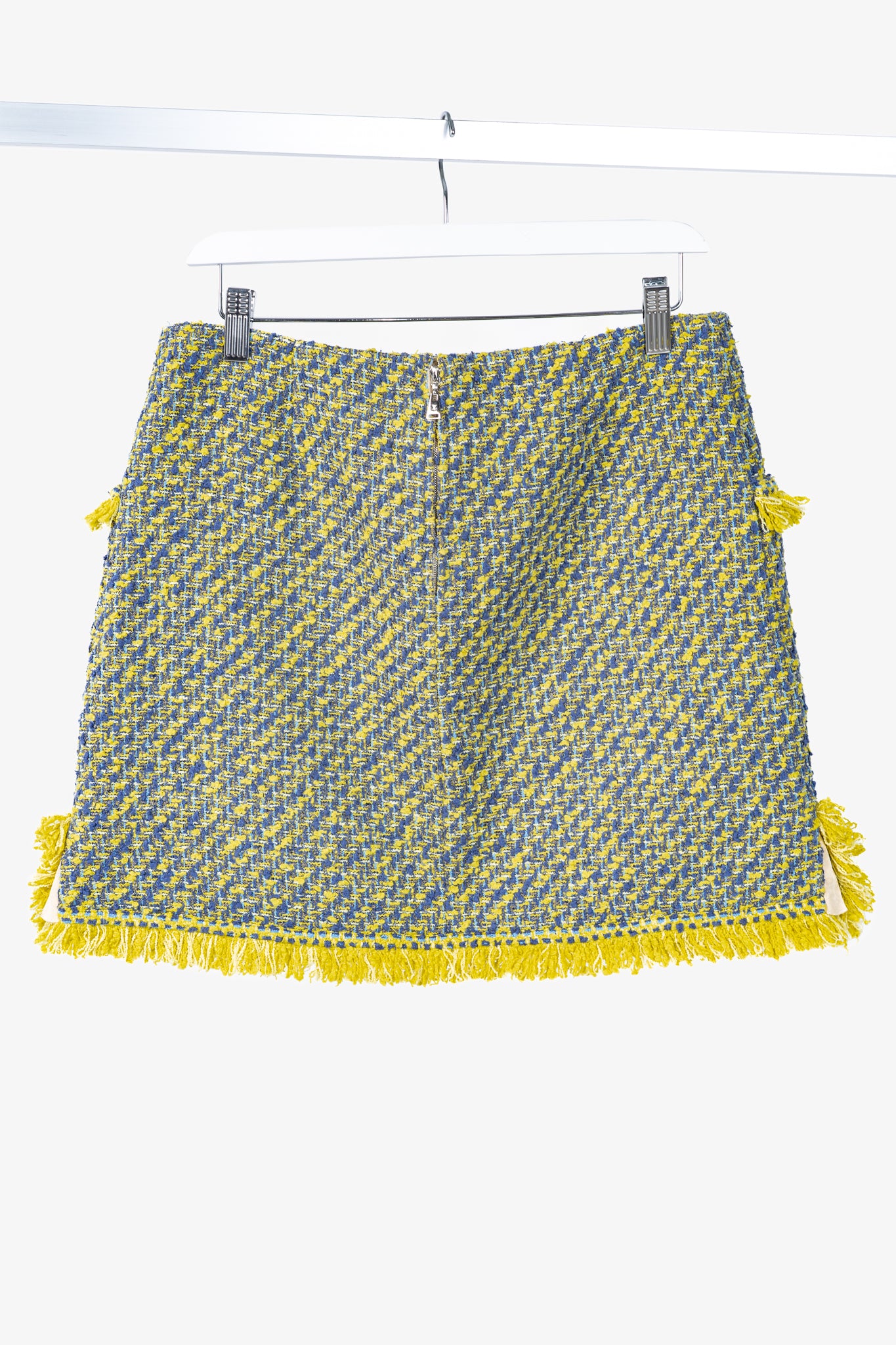 Louis Vuitton Resort 2014 Yellow & Blue Cotton-Tweed Mini Skirt
