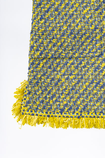 Louis Vuitton Resort 2014 Yellow & Blue Cotton-Tweed Mini Skirt
