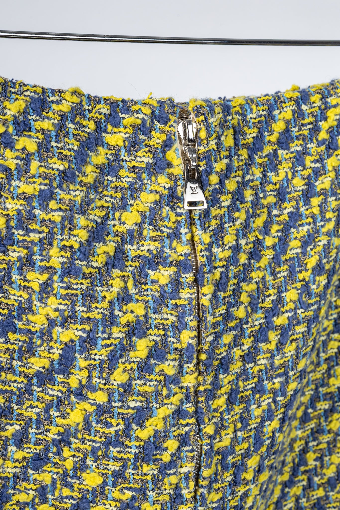 Louis Vuitton Resort 2014 Yellow & Blue Cotton-Tweed Mini Skirt