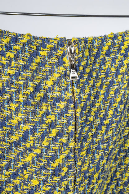 Louis Vuitton Resort 2014 Yellow & Blue Cotton-Tweed Mini Skirt