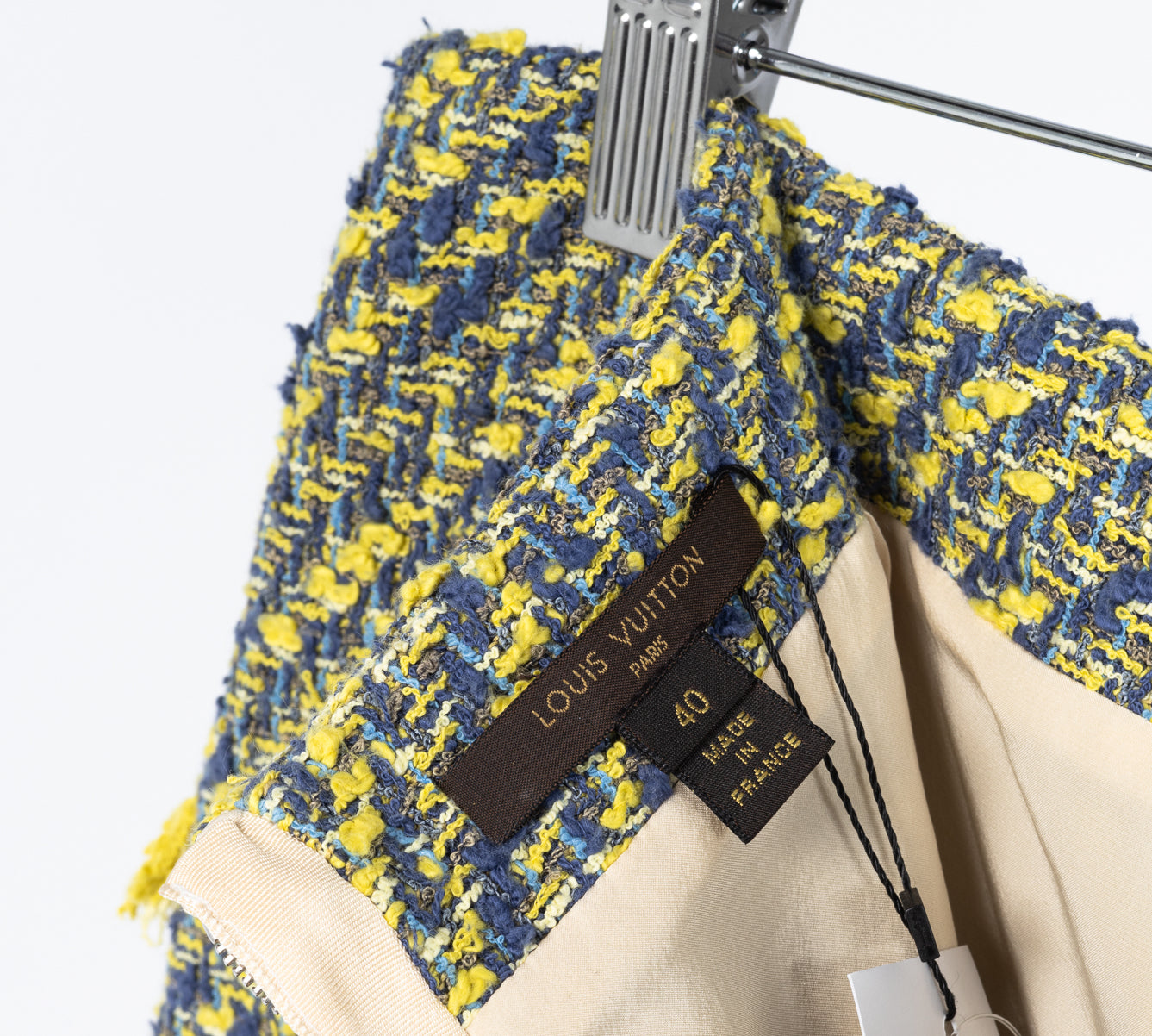 Louis Vuitton Resort 2014 Yellow & Blue Cotton-Tweed Mini Skirt