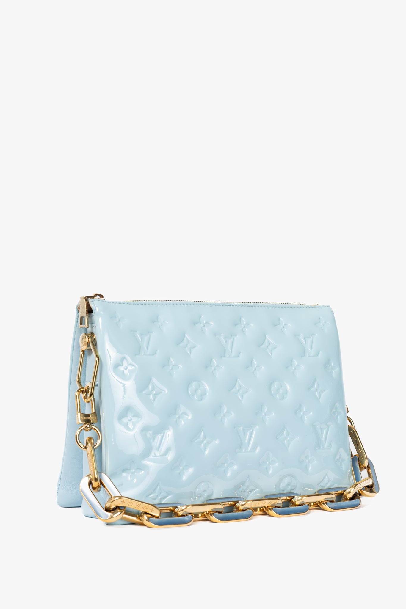 Louis Vuitton Coussin PM Bleu Monogram Vernis Shoulder Bag