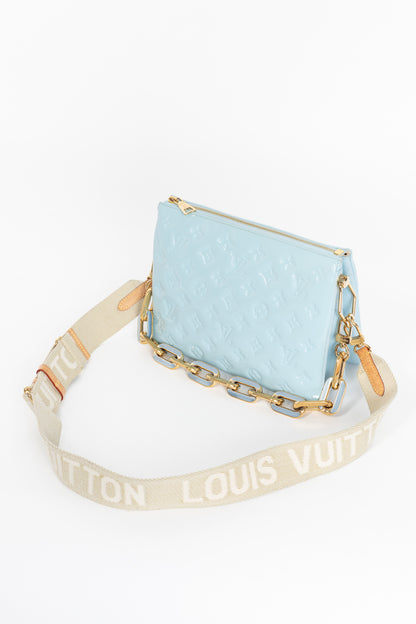 Louis Vuitton Coussin PM Bleu Monogram Vernis Shoulder Bag
