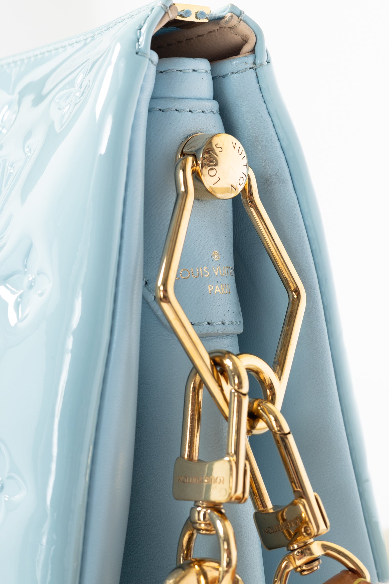 Louis Vuitton Coussin PM Bleu Monogram Vernis Shoulder Bag