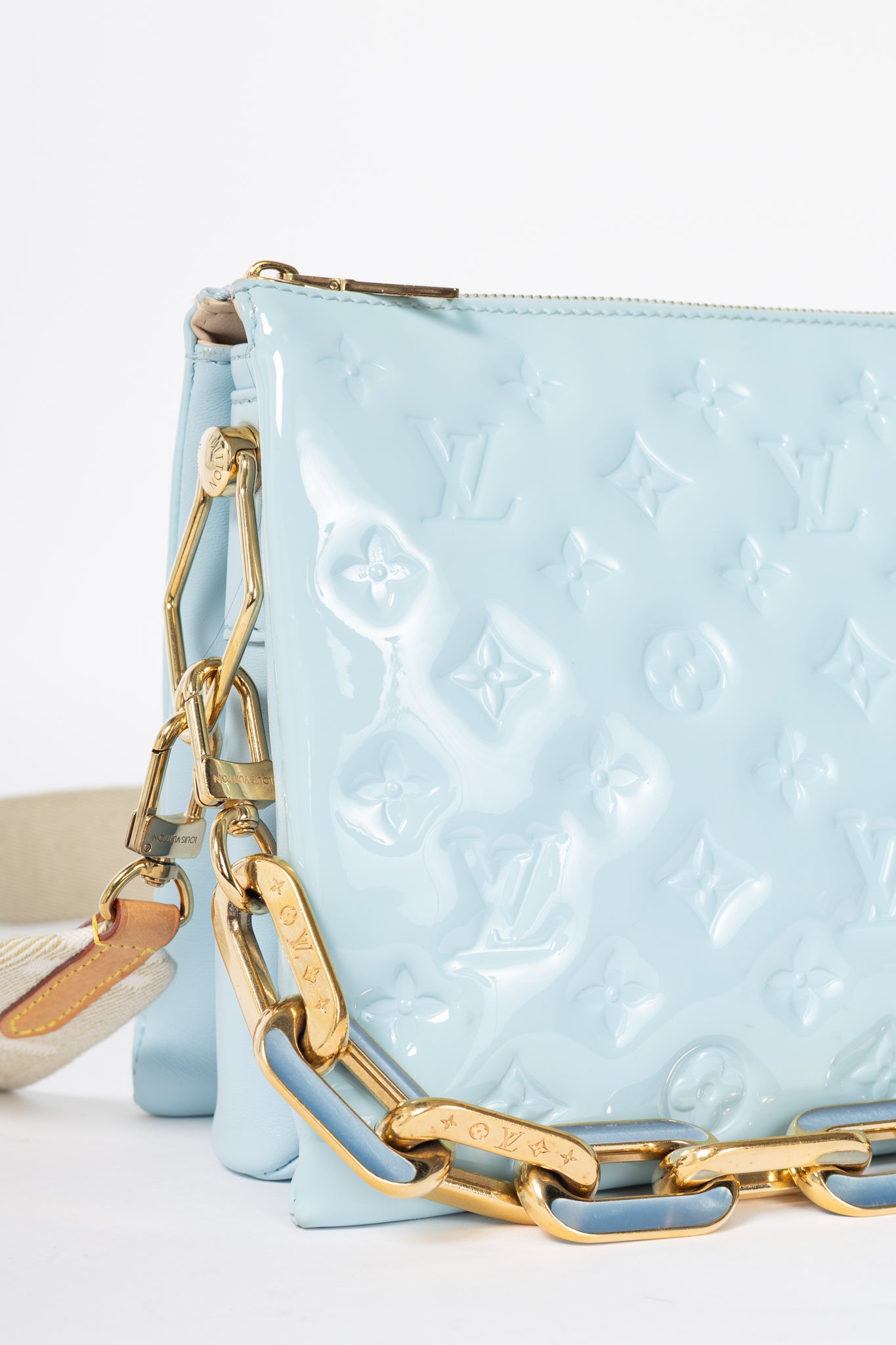 Louis Vuitton Coussin PM Bleu Monogram Vernis Shoulder Bag