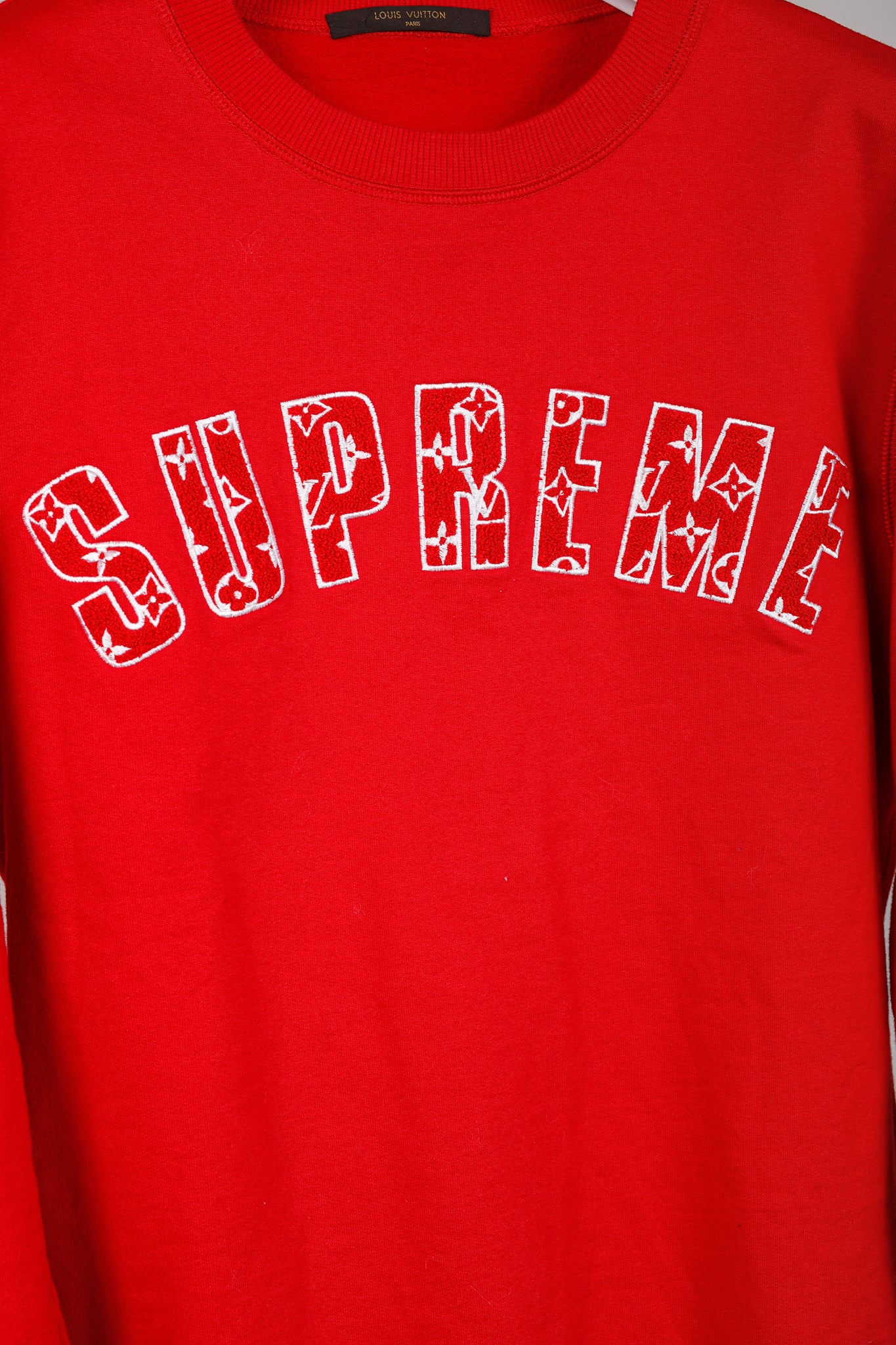 Louis Vuitton x Supreme Red Arc Logo Crewneck Sweatshirt