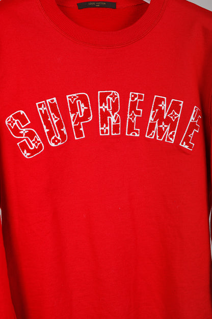 Louis Vuitton x Supreme Red Arc Logo Crewneck Sweatshirt