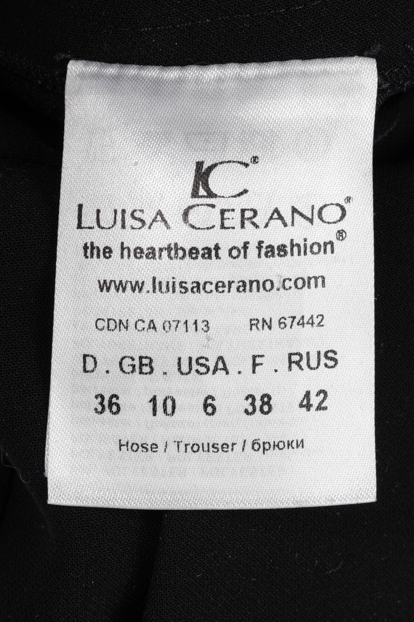 Luisa Cerano Black Pull-On Crepe Pants